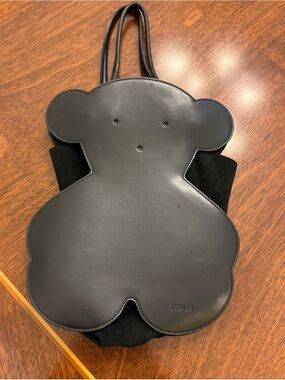 TOUS Black Bear-Shaped Leather Tote Bag